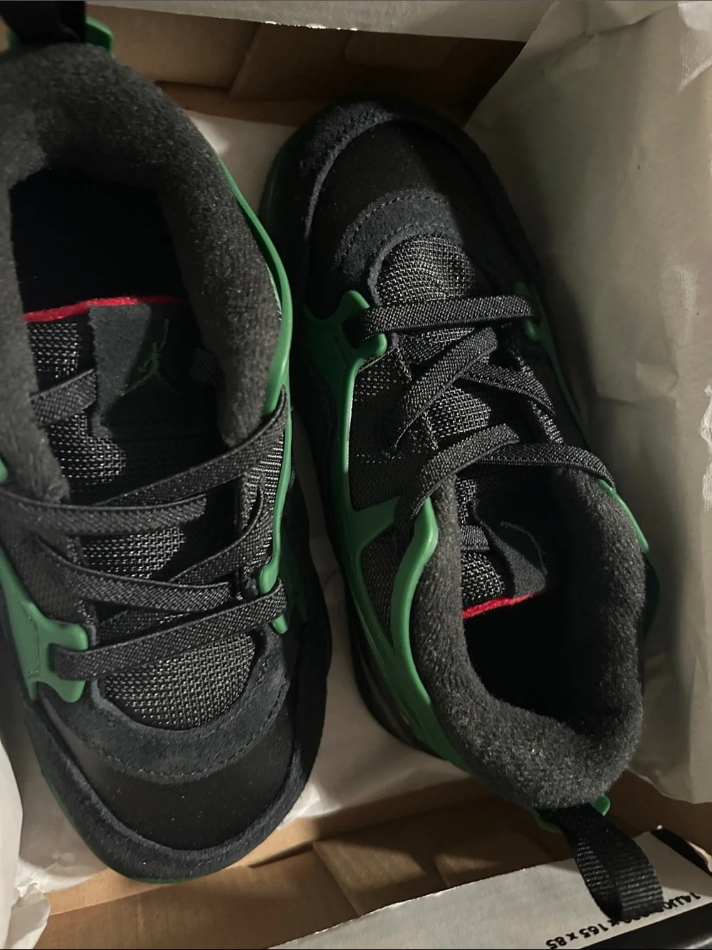 Jordan Black and Green Kids Lace-Up Sneakers